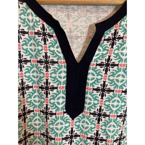 Talbots Top Womens Medium Tunic Turquoise Medallion Print Cotton Modal Stretch - Picture 3 of 12